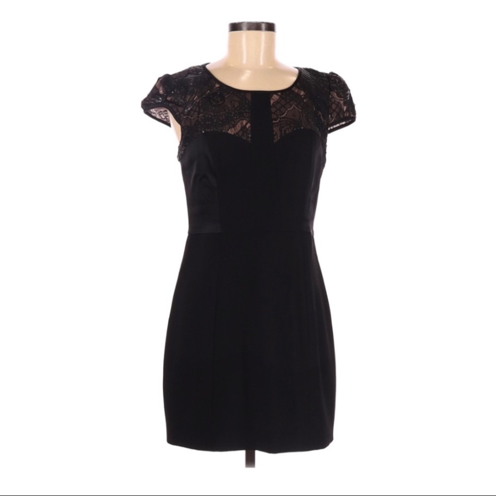 Betsey Johnson Black Sequin Lace Sheath Dress - Picture 1 of 6